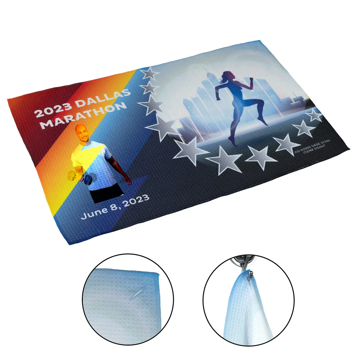 Sports Towel Waffle Weave Full Color Microfiber - 16 x 25 in