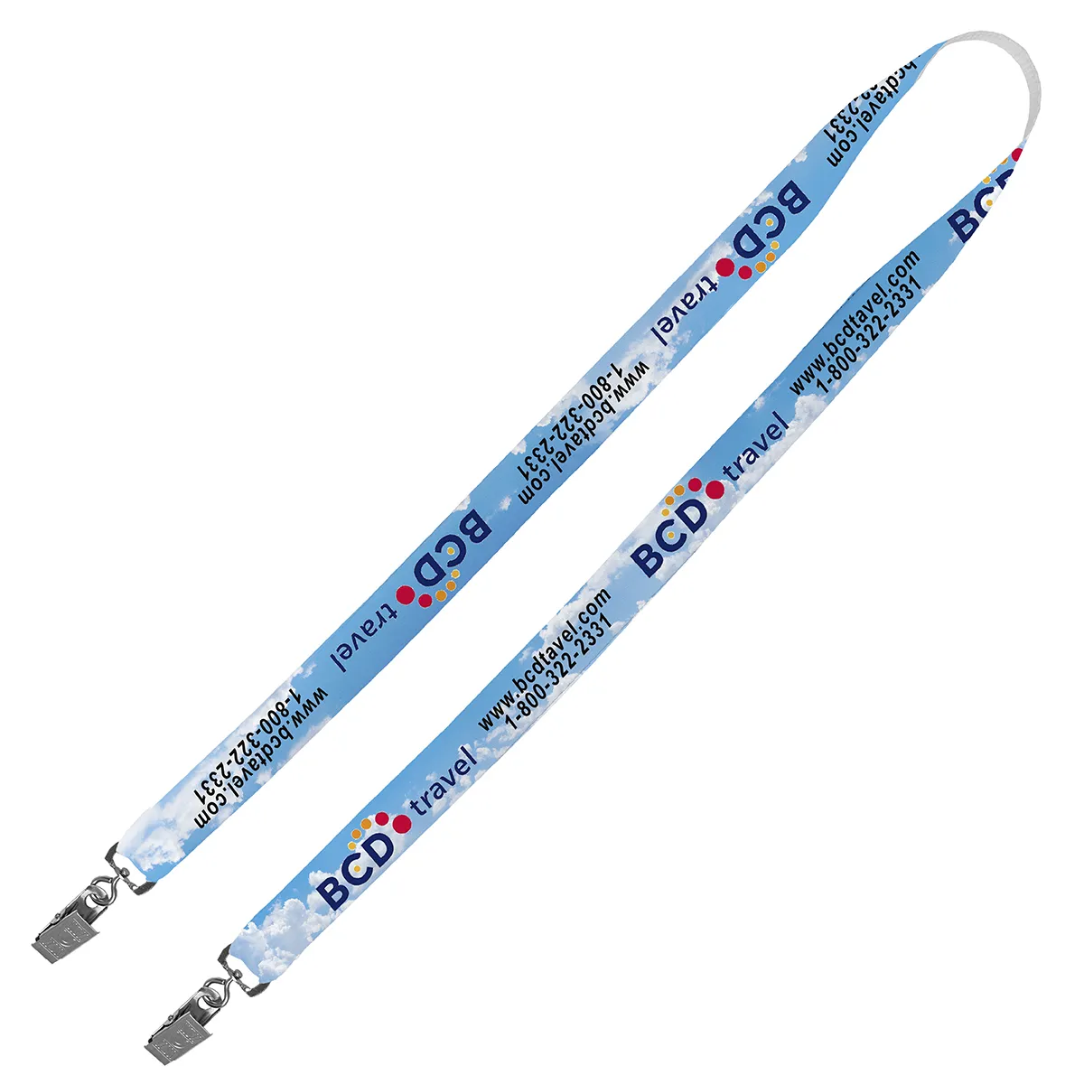 "OWEN" 3/4” Width Dual Attachment Super Soft Polyester Multi-Color Sublimation Lanyard - product view 1