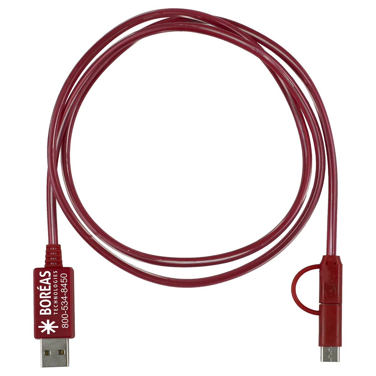 Phone Charging Cable 3-in-1 LED Lighted Type C Adapter - 40 in - product view 2