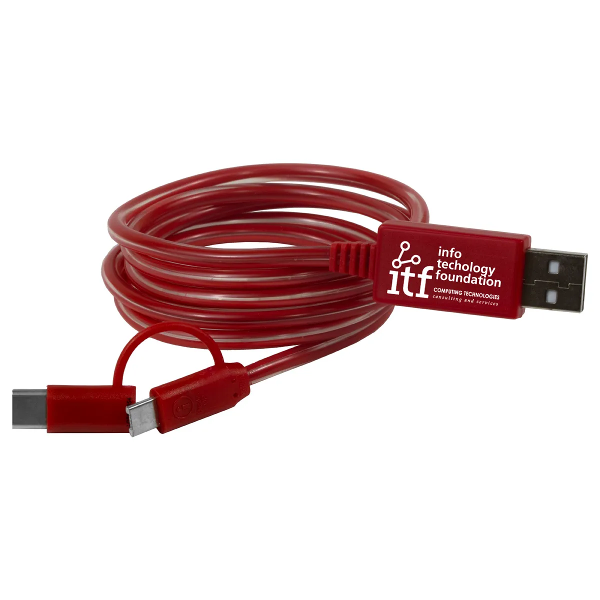 Phone Charging Cable 3-in-1 LED Lighted Type C Adapter - 40 in - product view 8