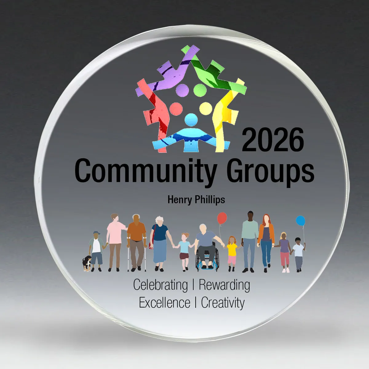 Thick Round Acrylic Paperweight Full Color Print - 4 in