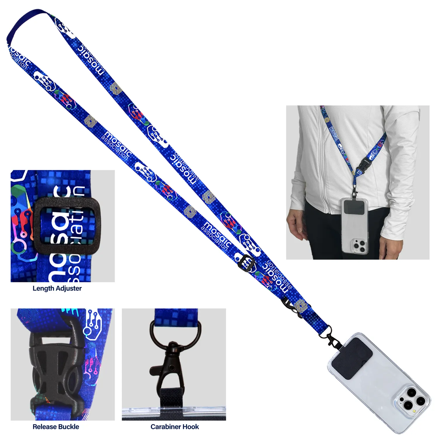 Crossbody Phone Lanyard Adjustable Acrylic Custom - 60 in