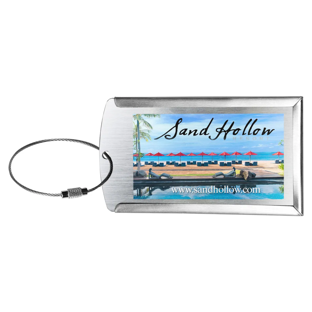 Luggage Tag Brushed Steel Full Color PhotoImage - 4.25 in