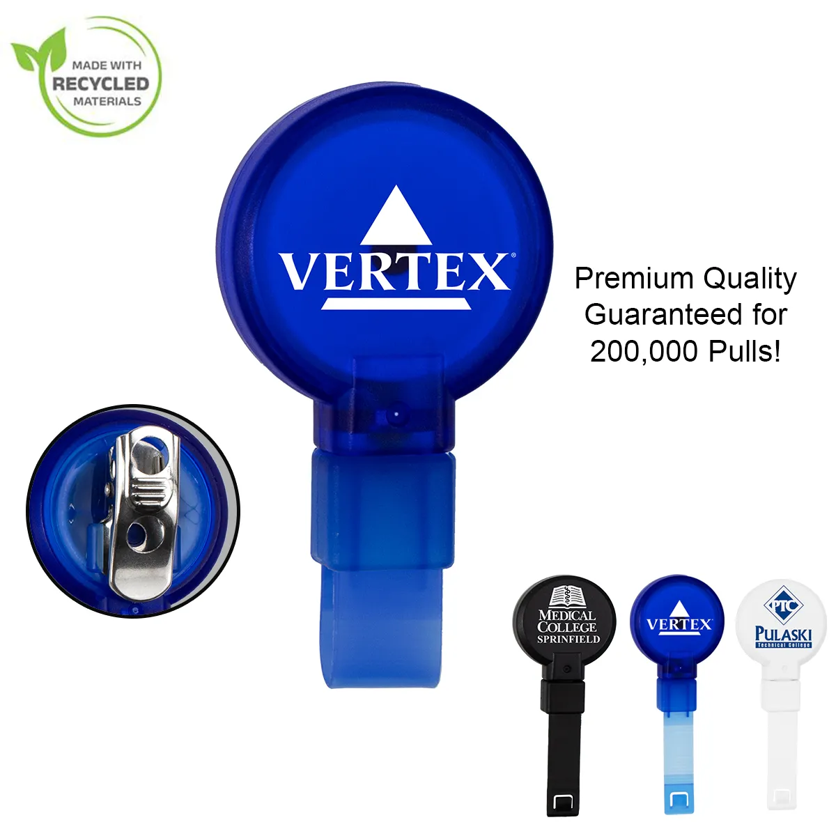 Badge Reel Recycled Plastic PVC Free Alligator Clip - 1.25 in