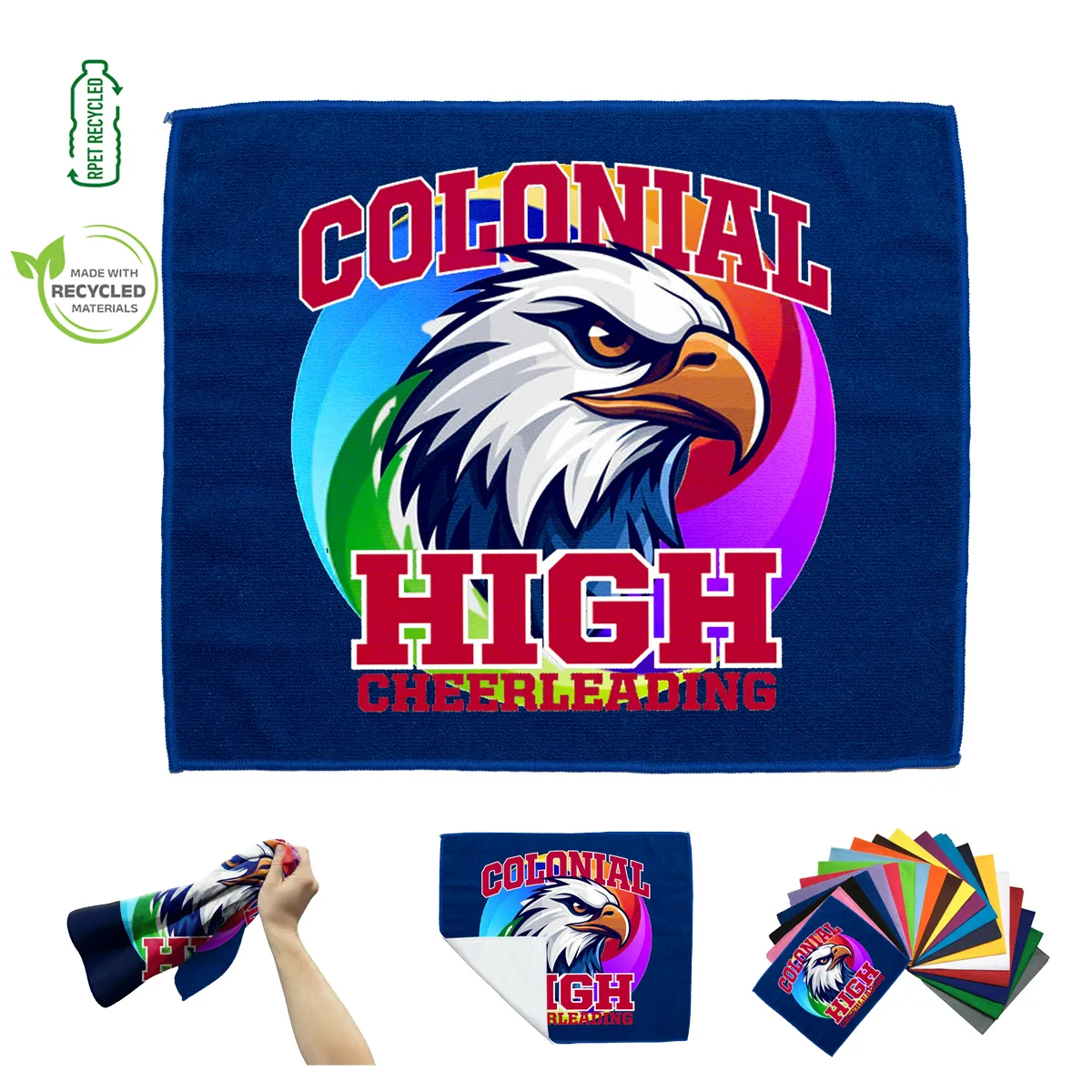 Rally Towel Recycled Polyester Full Color - 15 x 18 in