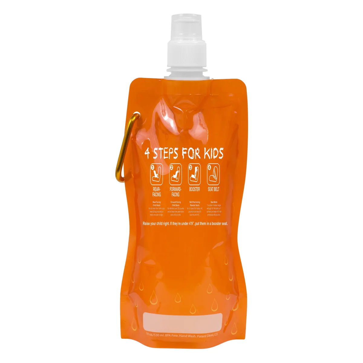 Foldable Water Bottle Polyethylene Carabiner - 18 oz - product view 5