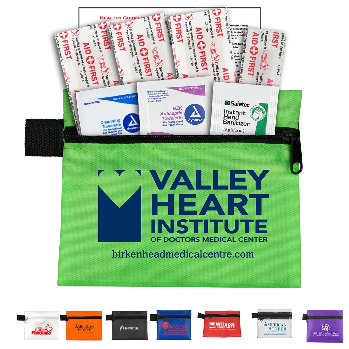 First Aid Kit Hand Sanitizer 8-Piece Zipper Pouch - 5 x 4 in