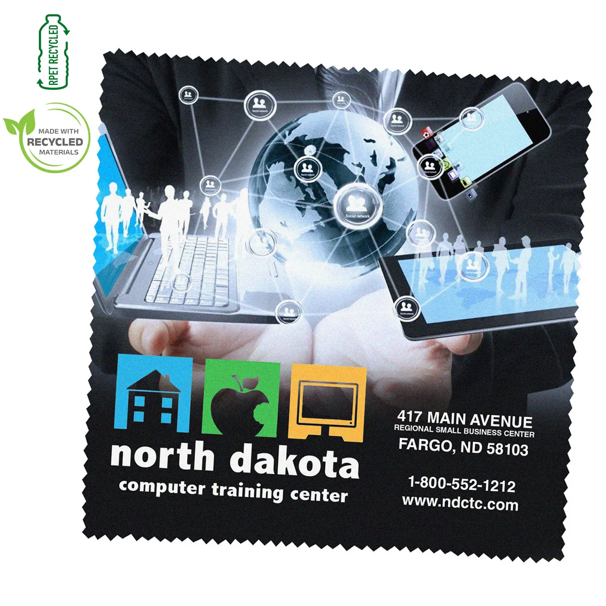 Microfiber Cloth Screen Cleaner Recycled RPET - 10 x 10 in