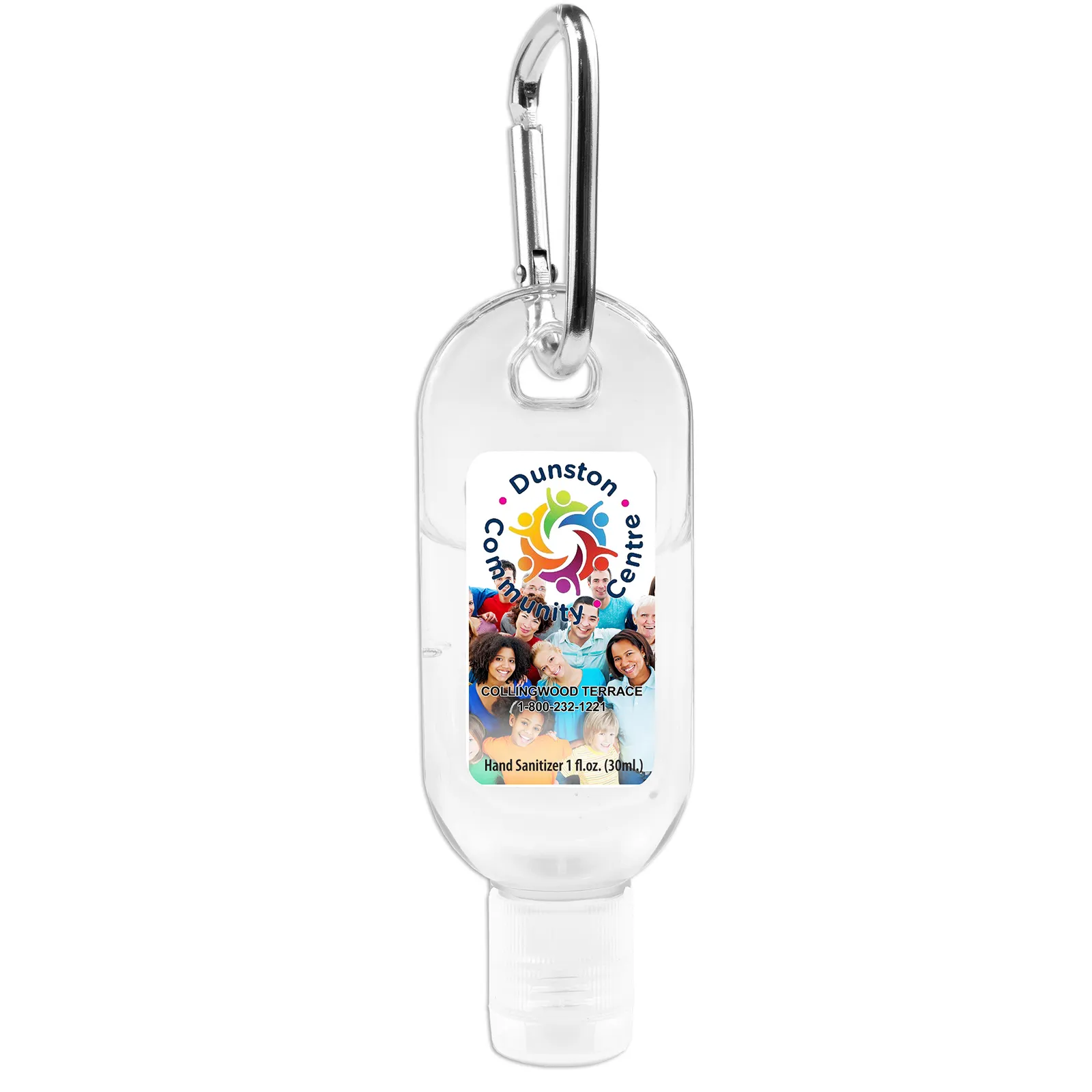 Hand Sanitizer Gel Flip-Top with Carabiner Clip - 1 oz
