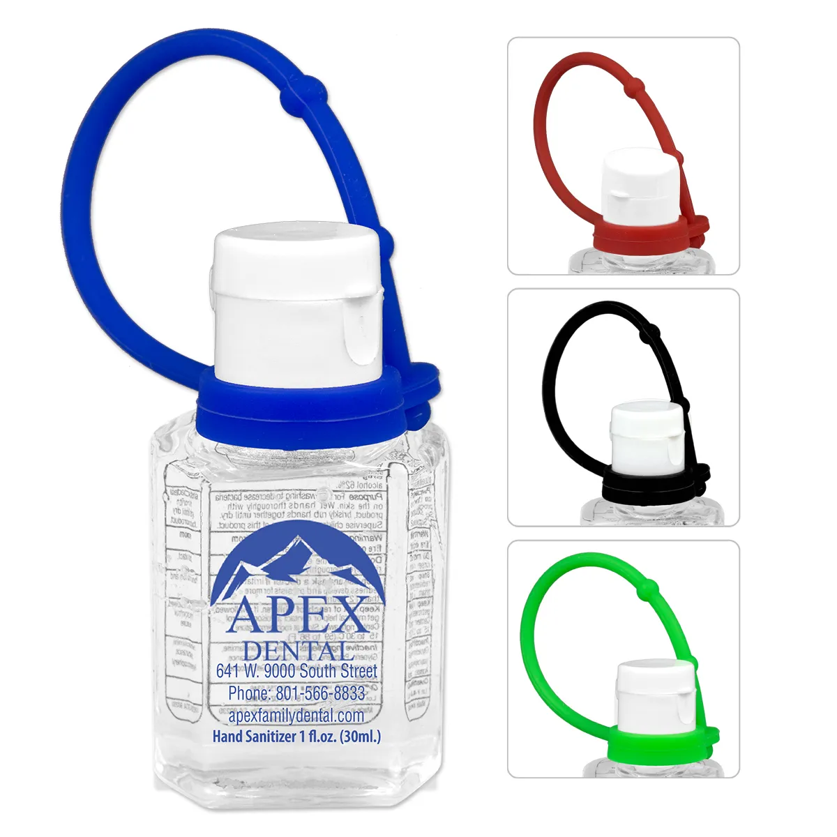 "SANPAL CONNECT" 1.0 oz Compact Hand Sanitizer Antibacterial Gel in Flip-Top Squeeze Bottle with Colorful Silicone Leash - product view 1