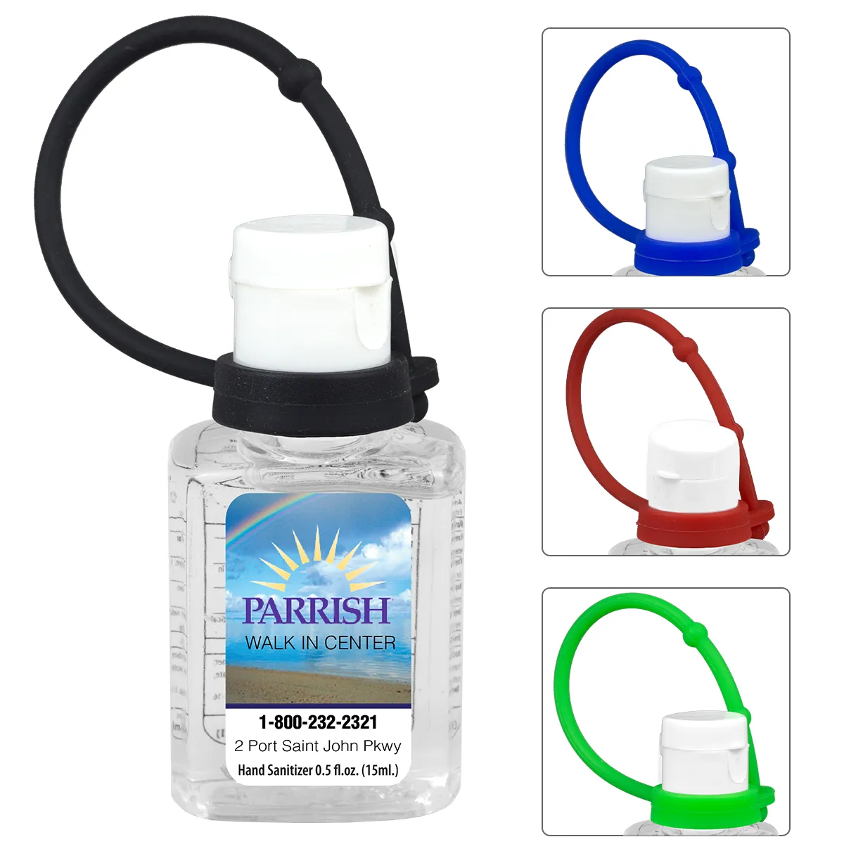 "SANPAL S" Connect 0.5 oz Compact Hand Sanitizer Antibacterial Gel in Flip-Top Squeeze Bottle with Colorful Silicone Leash - product view 1