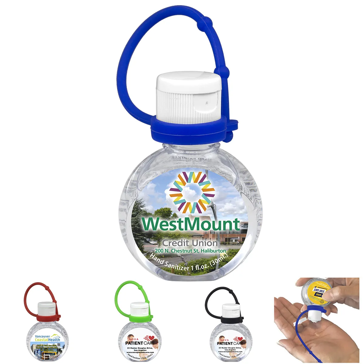 Hand Sanitizer Gel Round with Adjustable Strap - 1 oz