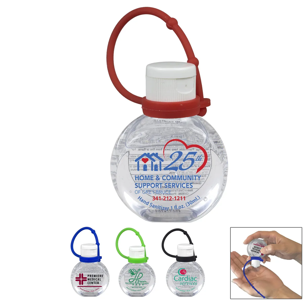 Hand Sanitizer Gel Round Spot Color Print - 1 oz