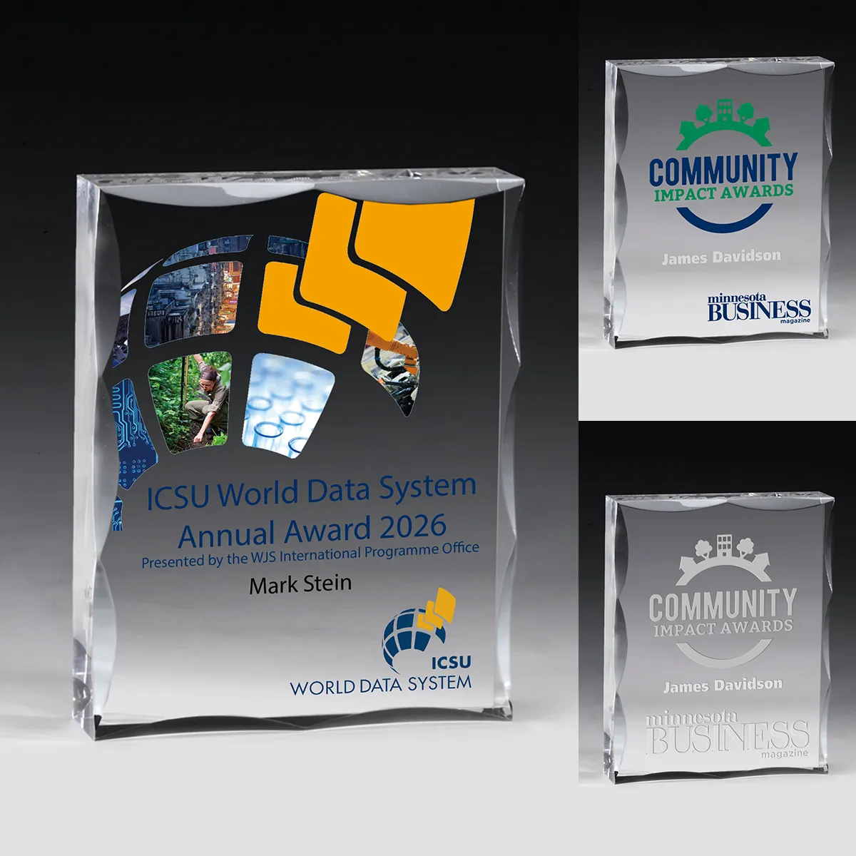 Scalloped Acrylic Paperweight Award Rectangle - 4 x 5 in