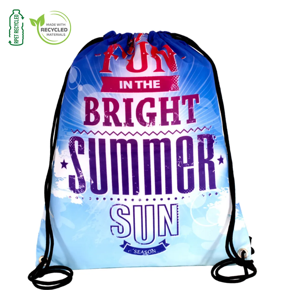 Drawstring Backpack Recycled RPET 210D - 13 x 16 in