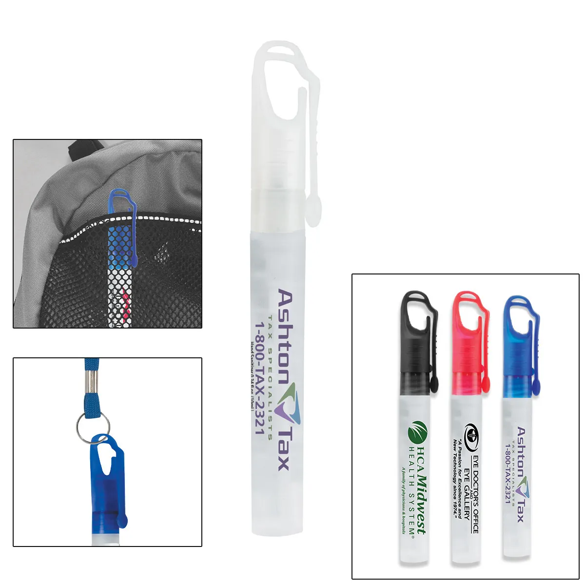 Hand Sanitizer Spray Bottle Carabiner Clip - 10 ml