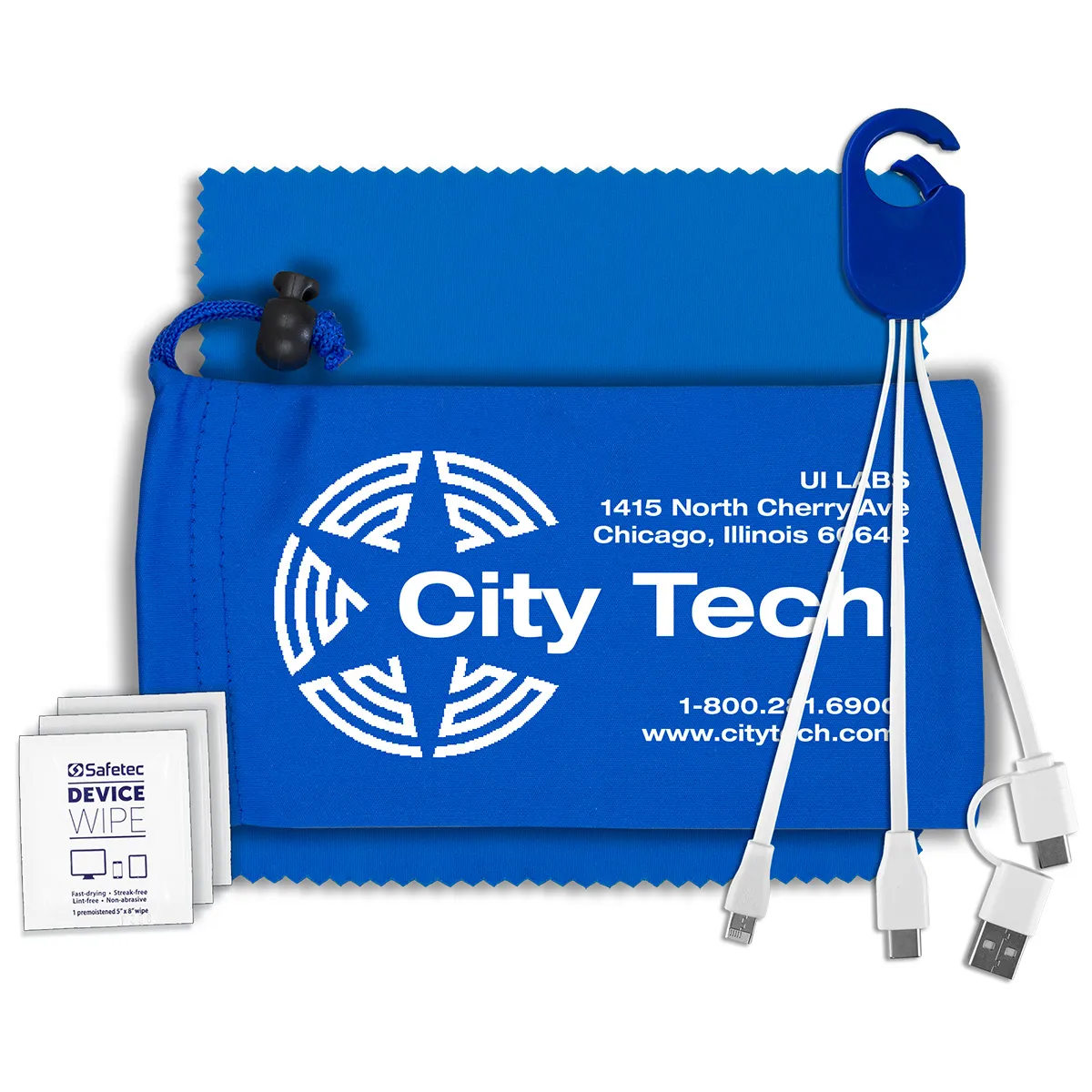 Mobile Tech Charging Kit in Microfiber Cinch Pack - product view 2