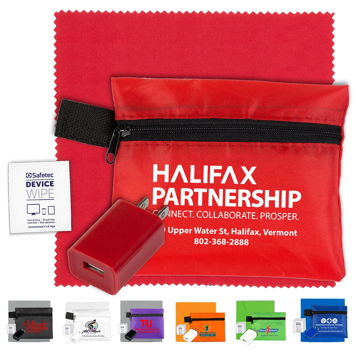 Tech Travel Kit with USB Wall Charger Polyester