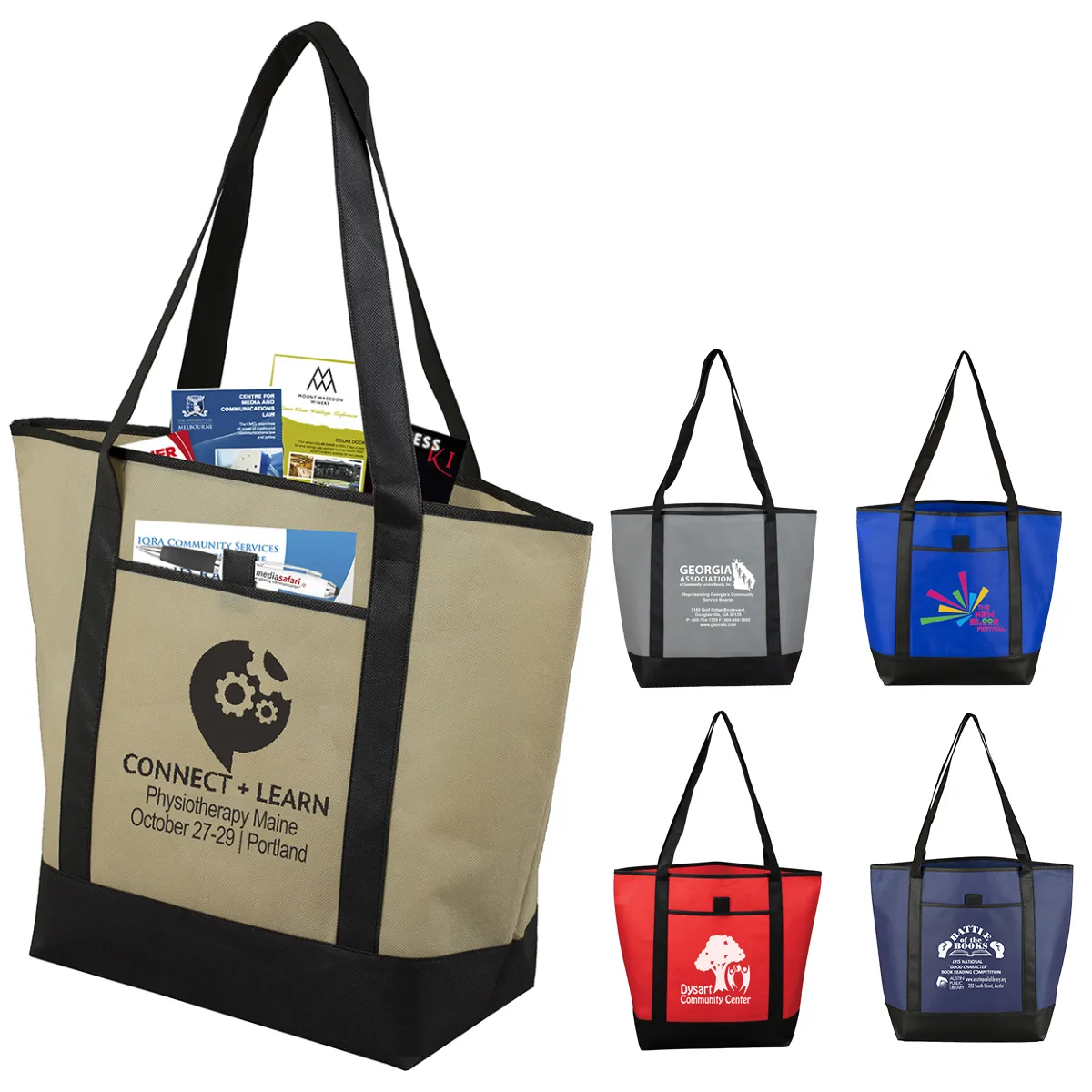Convention Tote Bag Non-Woven Outside Pocket - 17.5 x 13.5 in