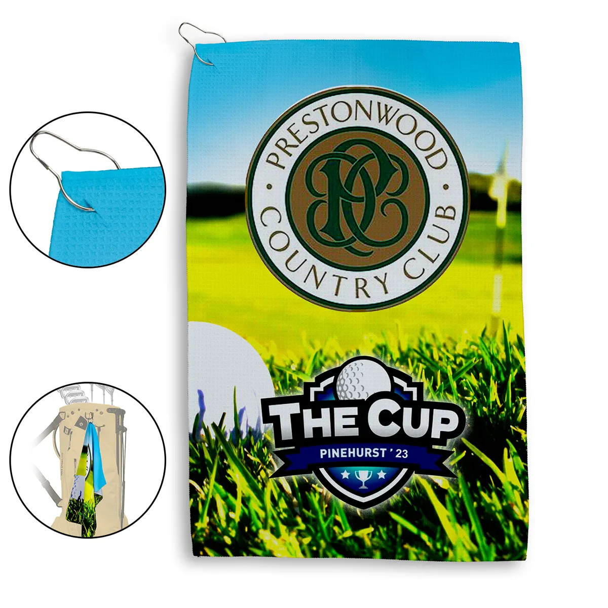 Golf Towel Waffle Weave Microfiber Full Color - 16 x 25 in