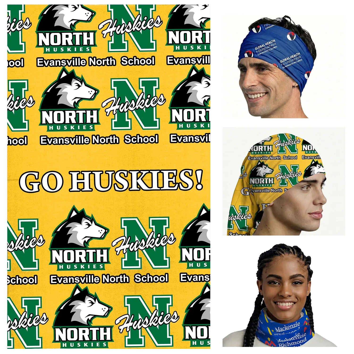 "THE FANDANA™" Full Color Sublimation Import Air Ship Full-Size Multi-Functional Gaiter & Headwear – 9 ½” W x 19” H - product view 1