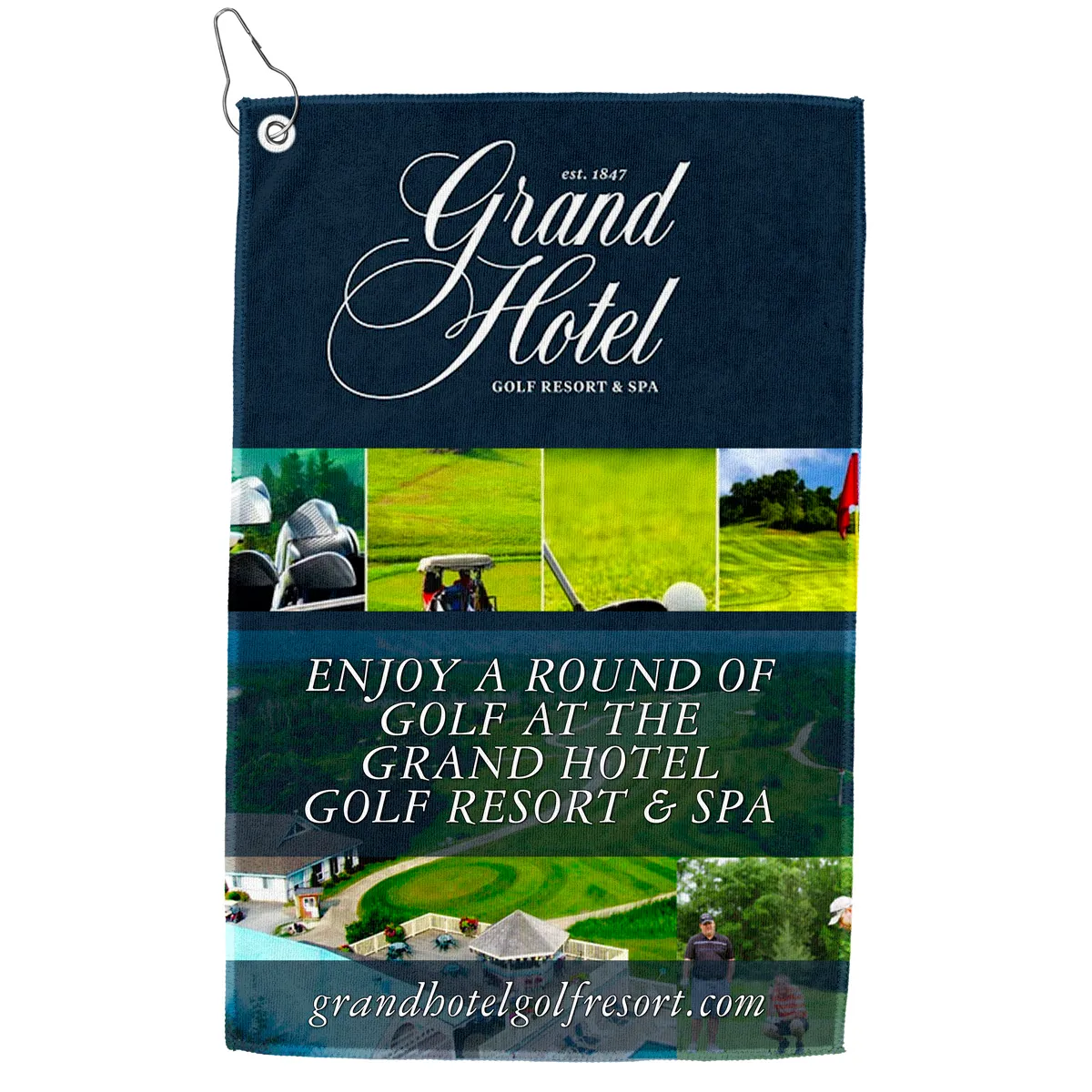 Golf Towel Recycled RPET with Grommet Clip - 12 x 18 in - product view 2