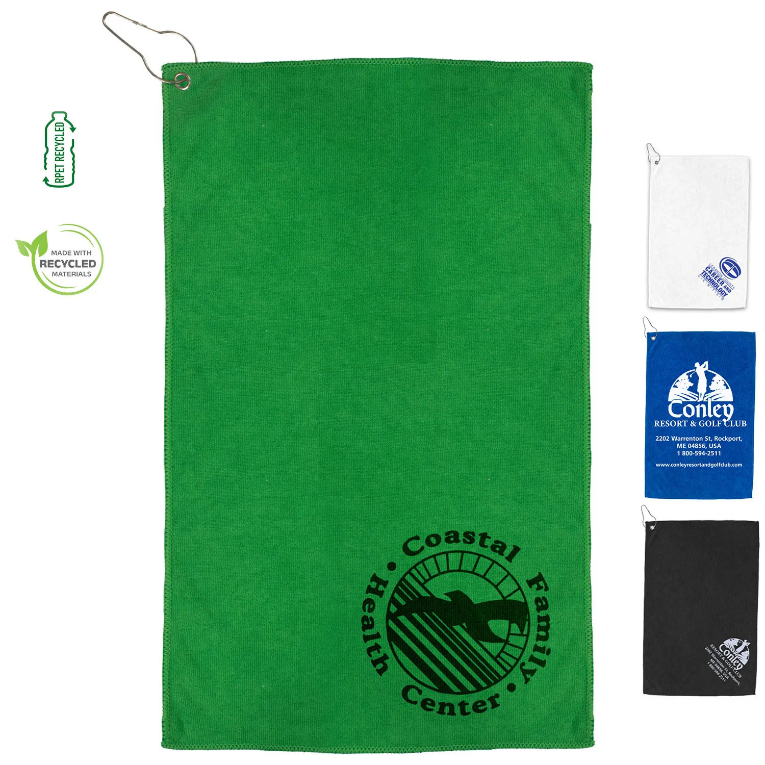 Golf Towel Heavy Duty Microfiber with Grommet - 12 x 18 in