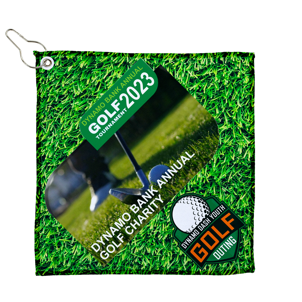 Golf Towel Recycled RPET Heavy Duty Metal Clip - 12 x 12 in - product view 4