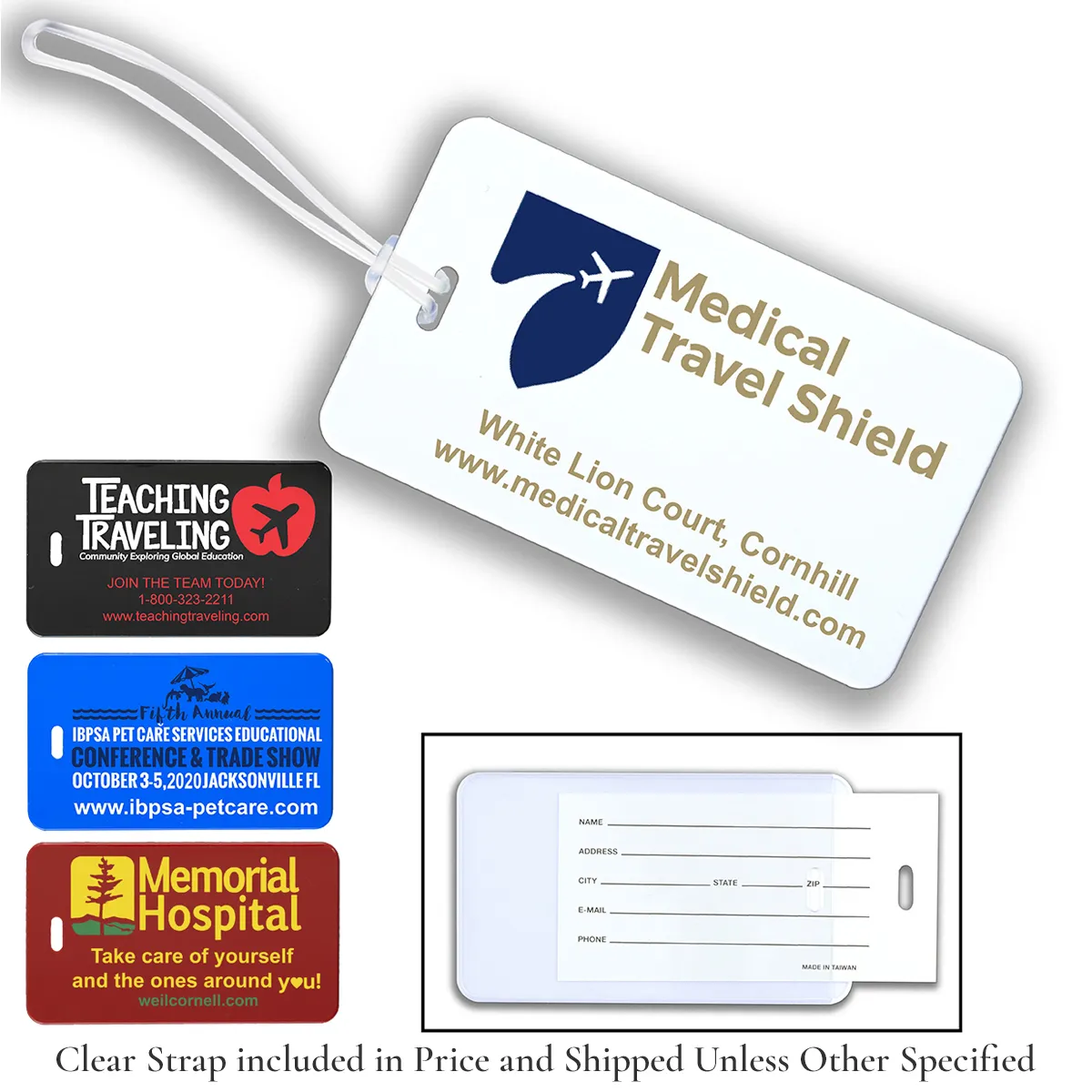 Luggage Tag Acrylic Spot Color ID Slip Pocket - 4.25 x 2.5 in