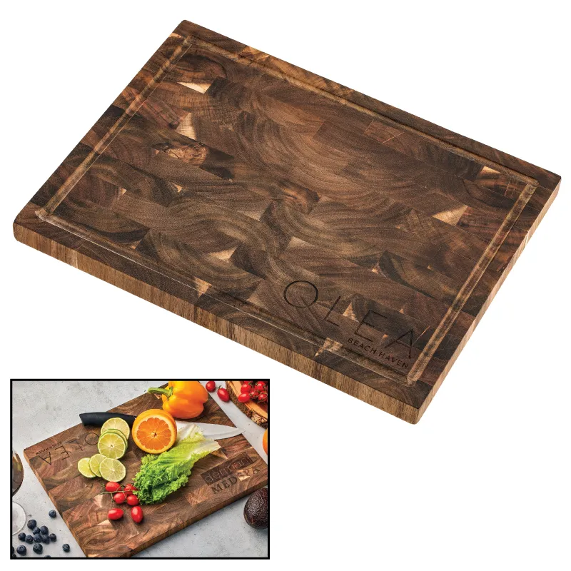 End Grain Acacia Cutting Board with Juice Groove - 16 x 12 in
