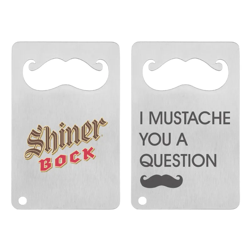Mustache Credit Card Bottle Opener Steel - 3.375 x 2.125 in