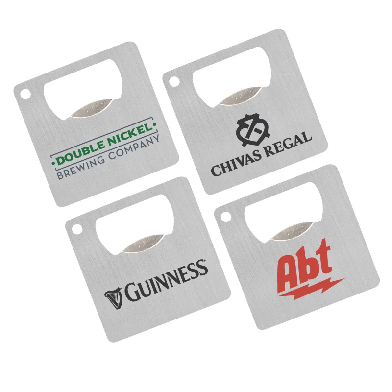 Mini Square Bottle Opener Wallet Size Steel - 2.125 x 2.125 in