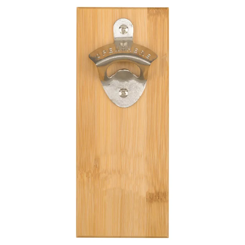 Magnetic Bamboo Wall Bottle Opener - 7.875 x 3 x 0.5 in - product view 2