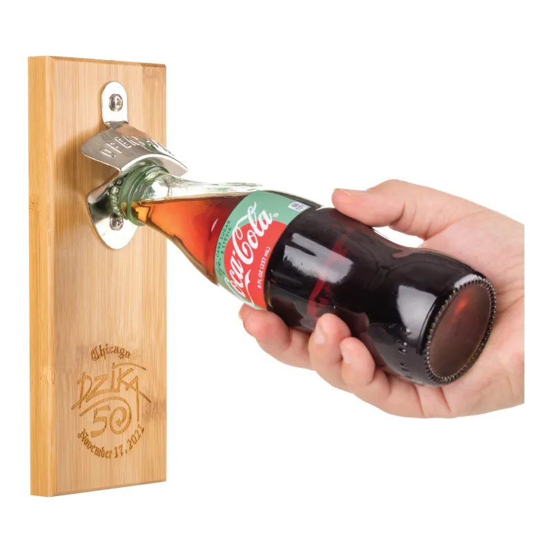 Magnetic Bamboo Wall Bottle Opener - 7.875 x 3 x 0.5 in - product view 3