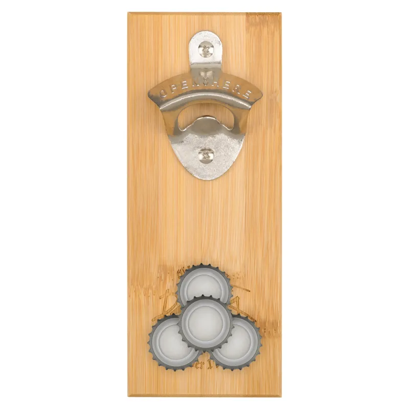 Magnetic Bamboo Wall Bottle Opener - 7.875 x 3 x 0.5 in - product view 4