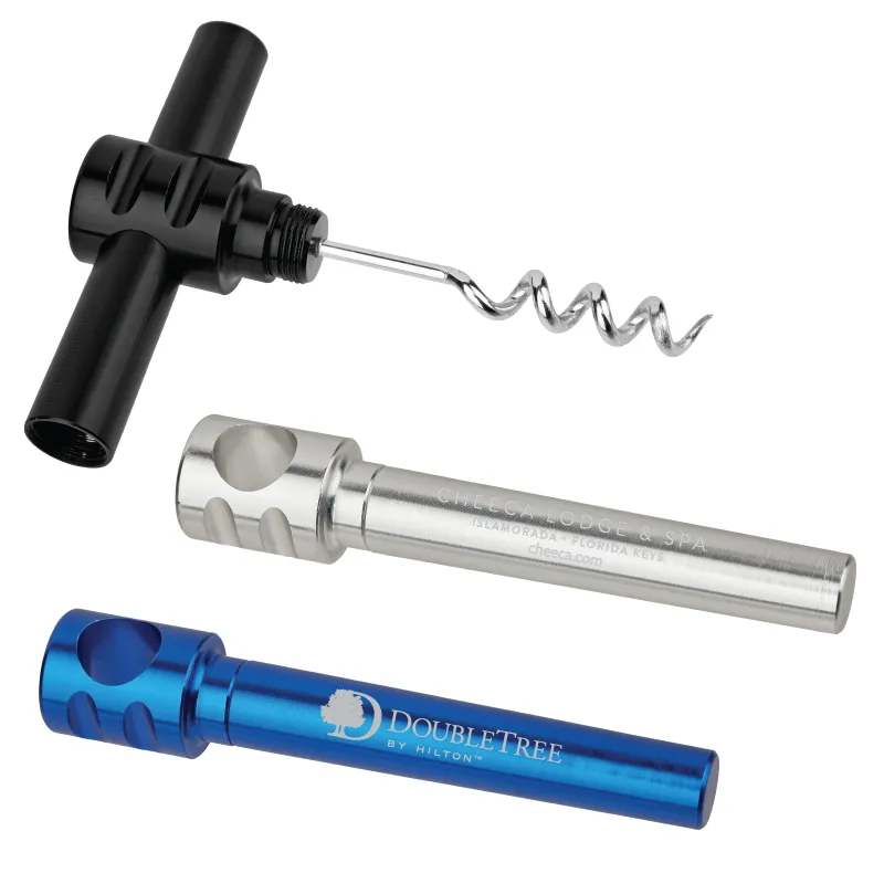 Anodized Aluminum Corkscrew Travel Wine Opener - 4.375 x 0.875 in