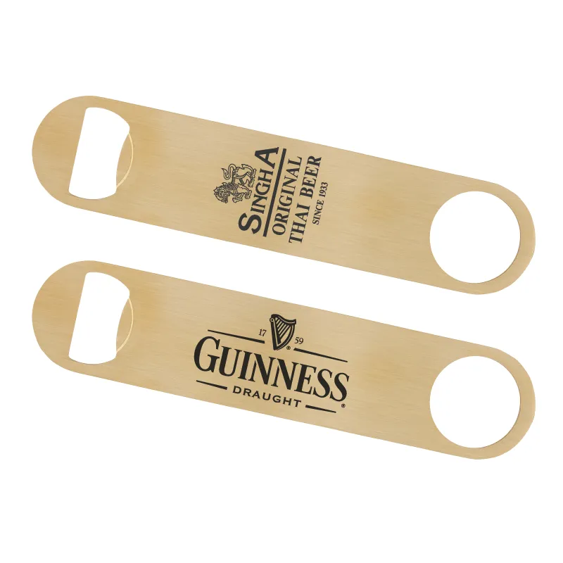 Bottle Opener Brushed Gold Paddle Style Steel - 7 x 1.5 in