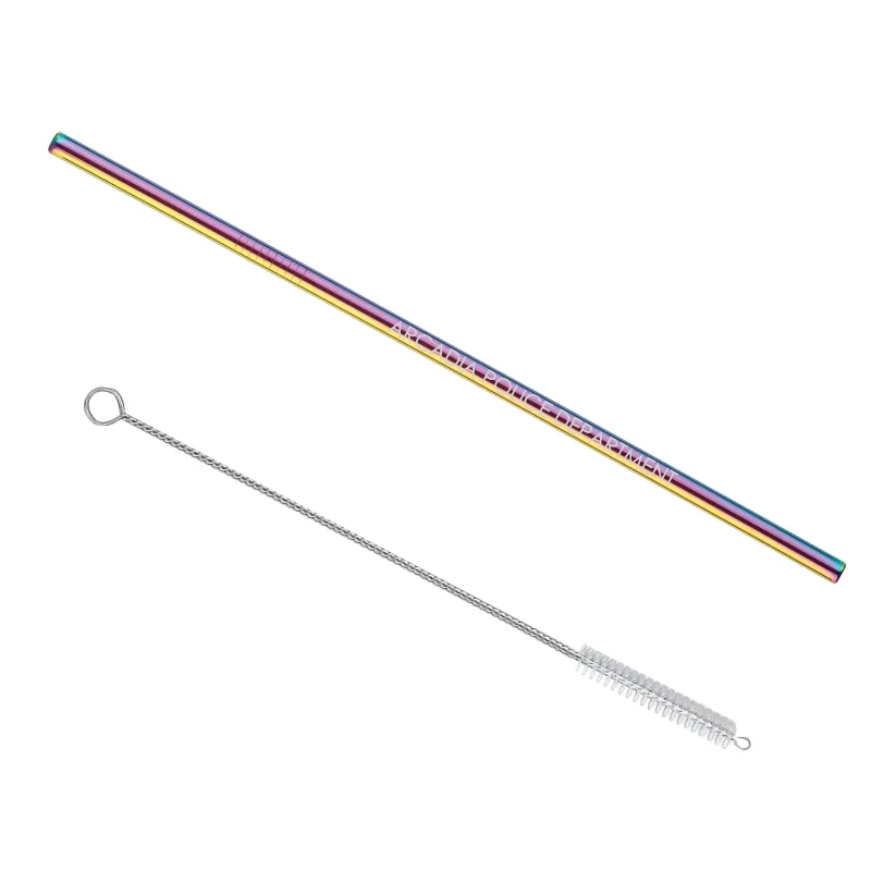 Colored Stainless Steel Straw with Brush - 8.5 x 0.25 in