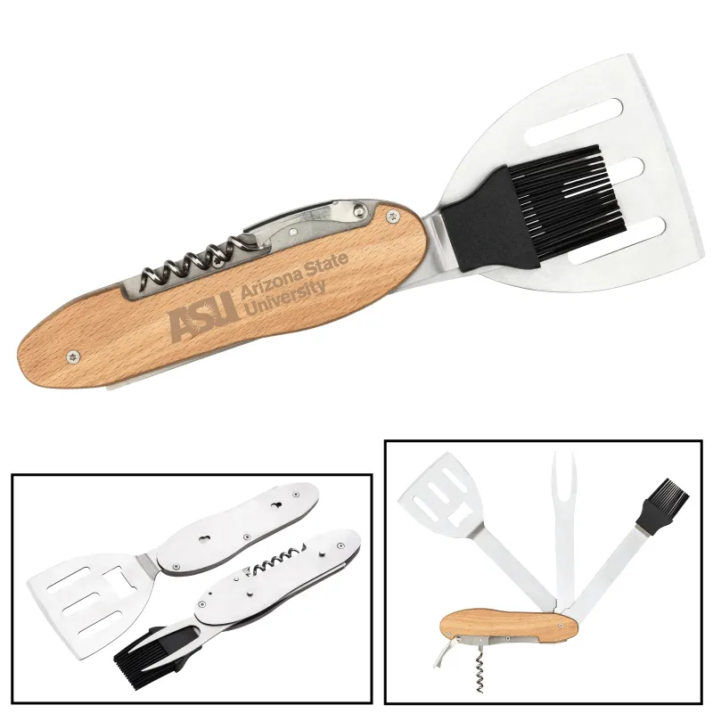 BBQ Multi-Tool 5 Function Folding Spatula Fork Brush - 11 x 3.5 in
