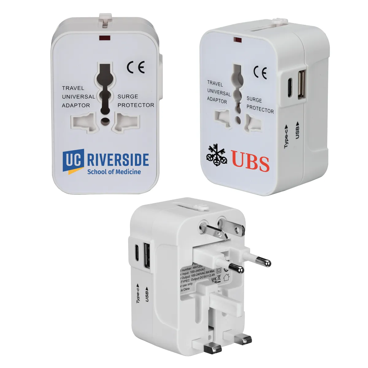 Travel Adapter Universal International USB-C Fast Charge - 1.9 x 1.5 x 3 in