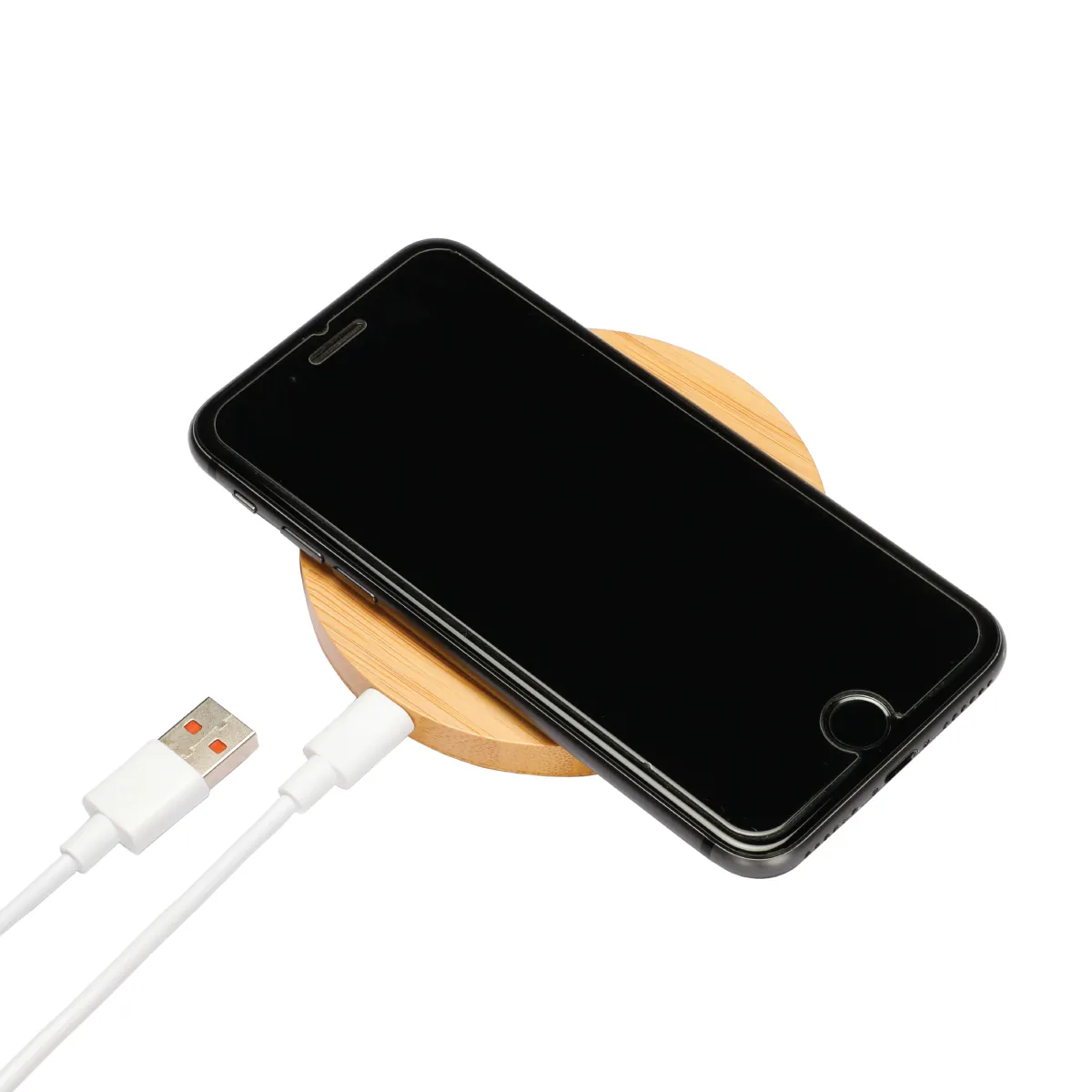 Wireless Charging Pad Bamboo Qi 15W Round - 3.5 in Dia - product view 3