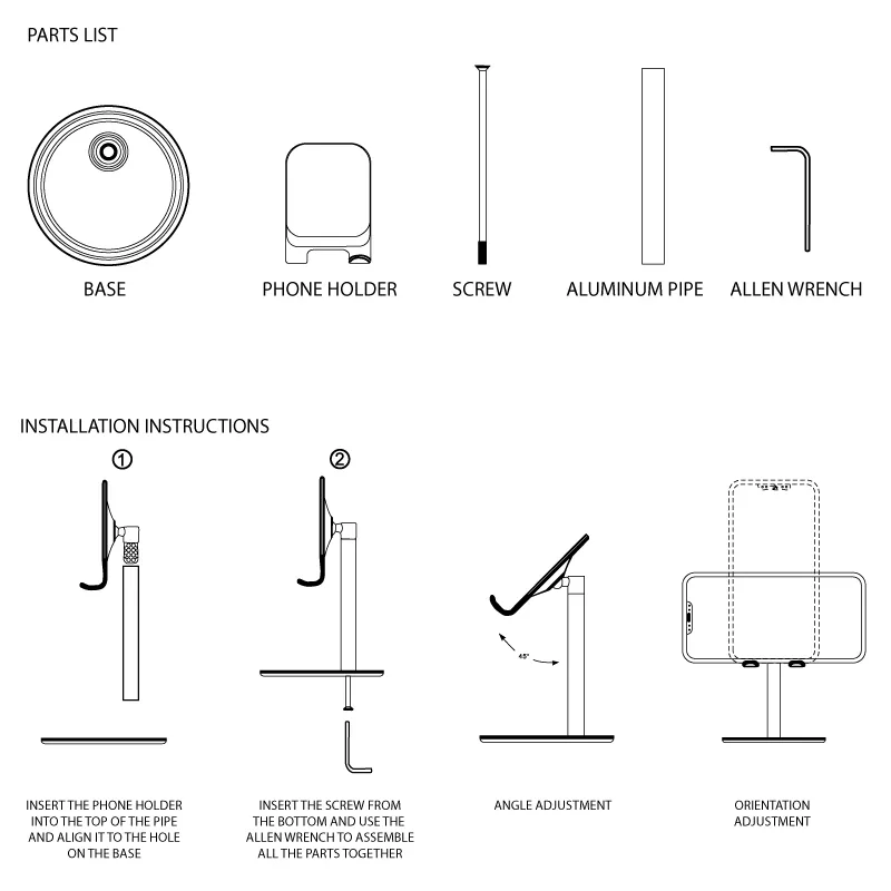 Phone Stand Adjustable Angle Weighted Base Dock - 4 x 4 x 6 in - product view 4