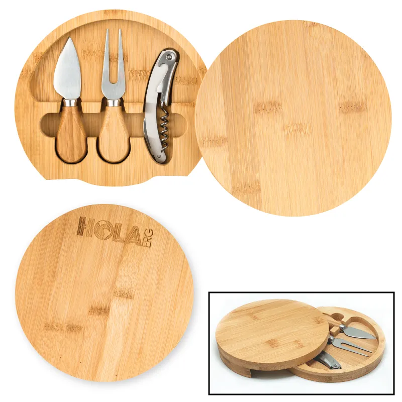 Gouda Mini Bamboo Cheese Board Knife Set - product view 1
