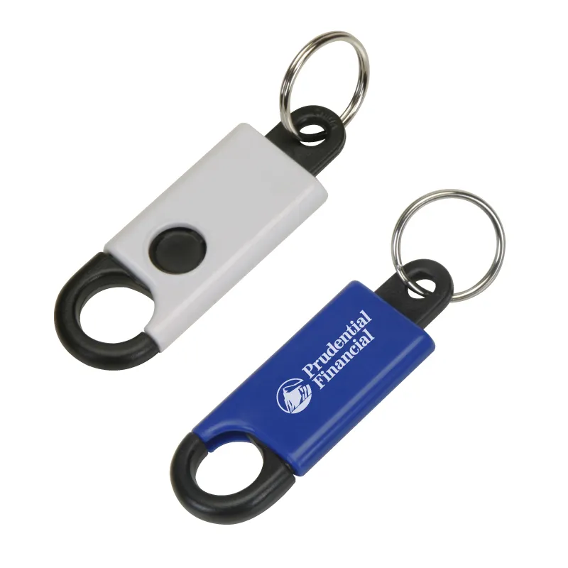 Button Activated Clip Keyring - promotional product with custom logo