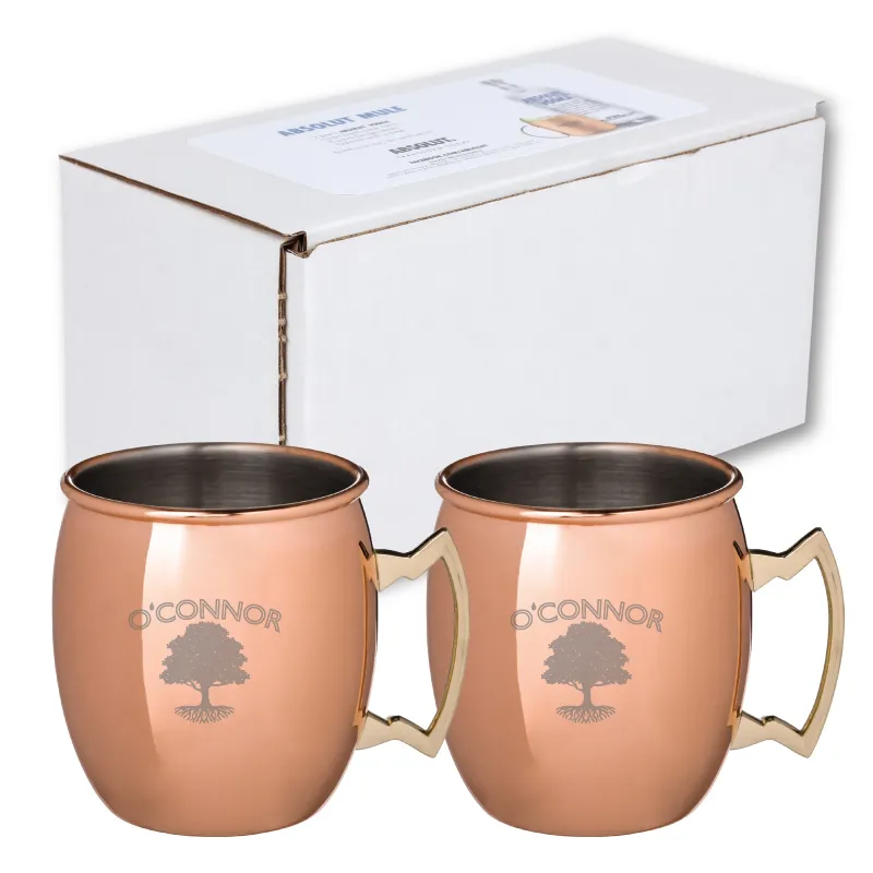 Moscow Mule Mug Set Copper Plated Annapurna Style - 17 oz (2 Pack)