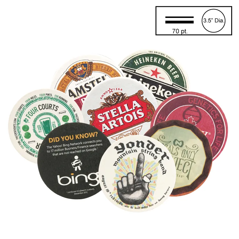 Circle Pulpboard Coaster Medium Weight CMYK Print - 3.5 in