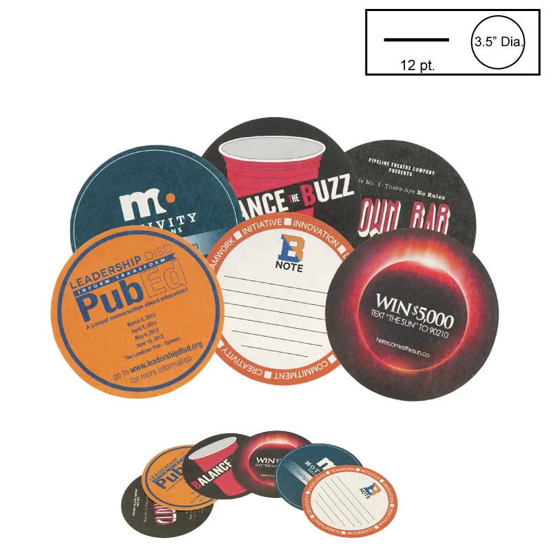 Circle Pulpboard Coaster Light Weight CMYK Print - 3.5 in