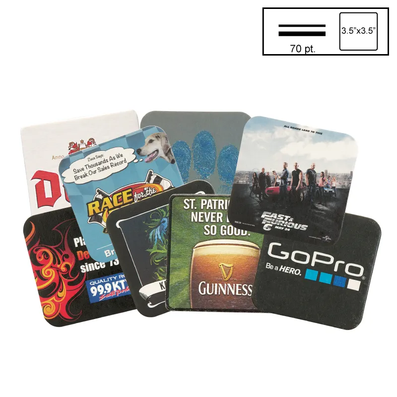 Square Pulpboard Coaster Medium Weight CMYK Print - 3.5 in