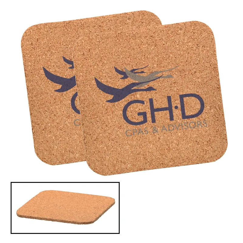 Square Cork Coaster Natural Finish - 3.5 x 3.5 in