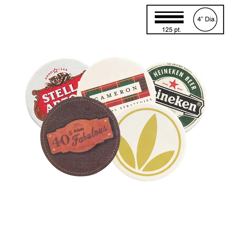 Circle Pulpboard Coaster Heavy Weight CMYK - 4 in Dia